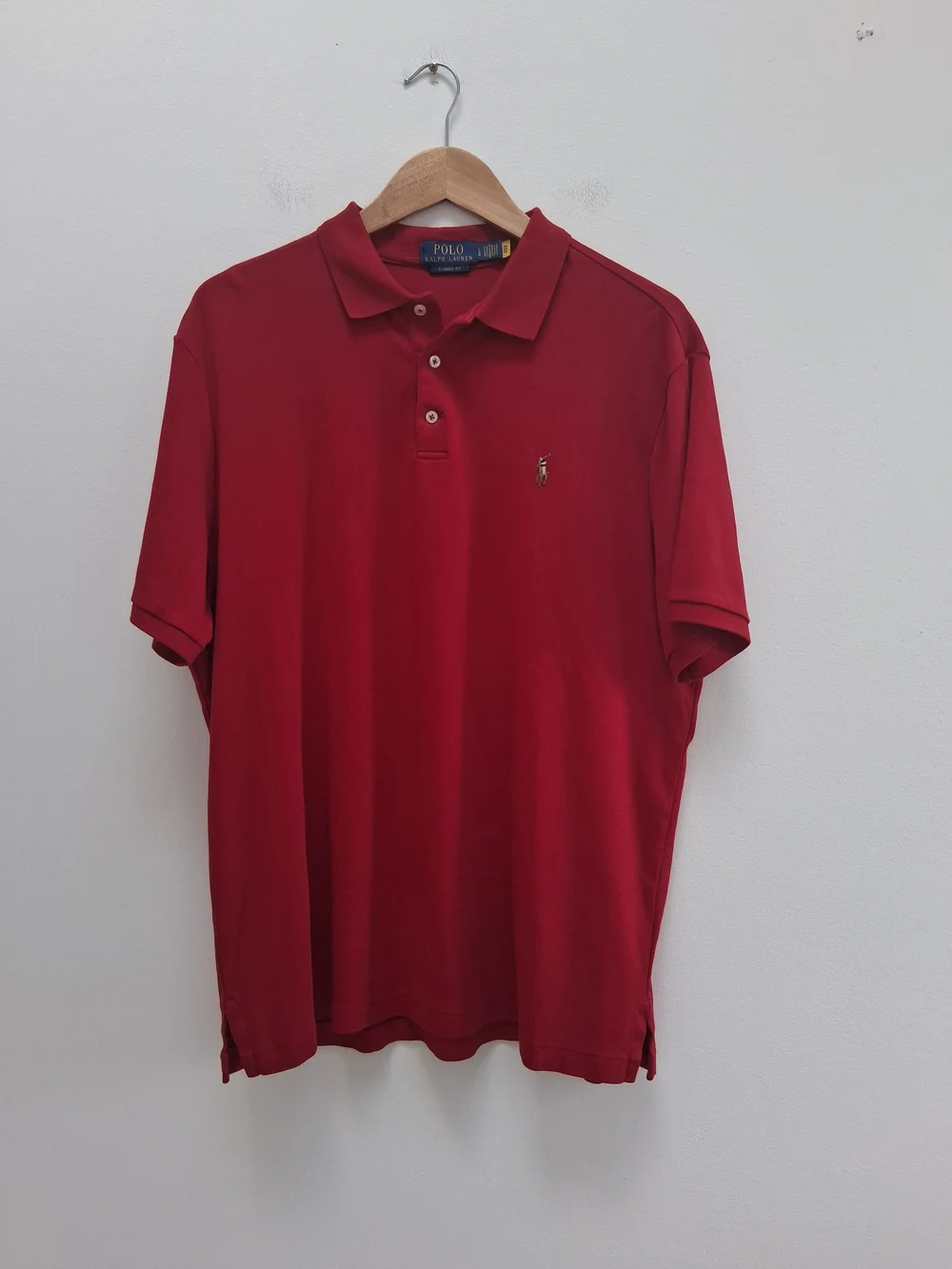 Ralph Lauren Men’s Classic Fit Red Polo with Embroidered Pony Logo Large Classic